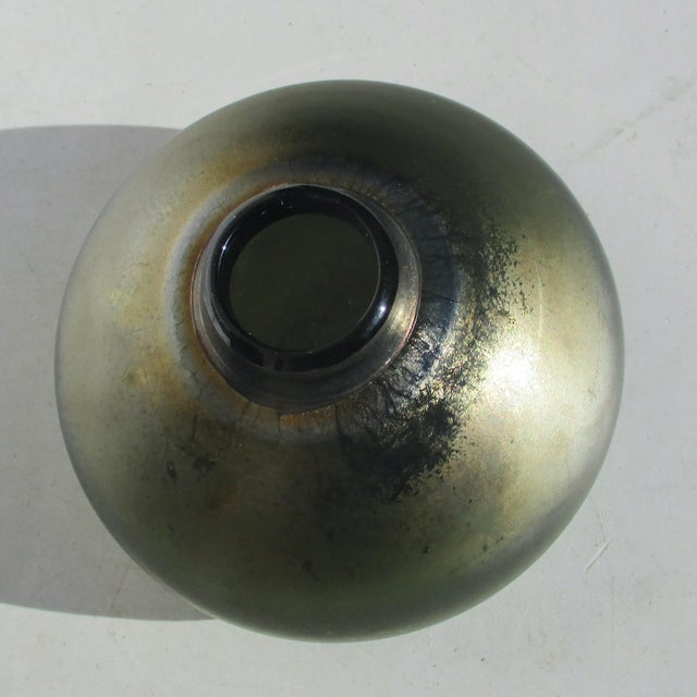 Green Bronze Iridescent Art Glass Vase. For Sale In New York - Image 6 of 8