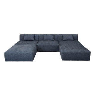 Maiden Home Breuer Modern Dark Gray Sectional With Ottoman and Pillows For Sale