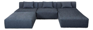 Maiden Home Breuer Modern Dark Gray Sectional With Ottoman and Pillows
