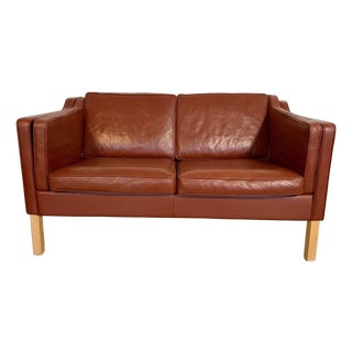 Mid-Century Danish Cognac Leather 2-Seater Sofa from Mogens Hansen For Sale