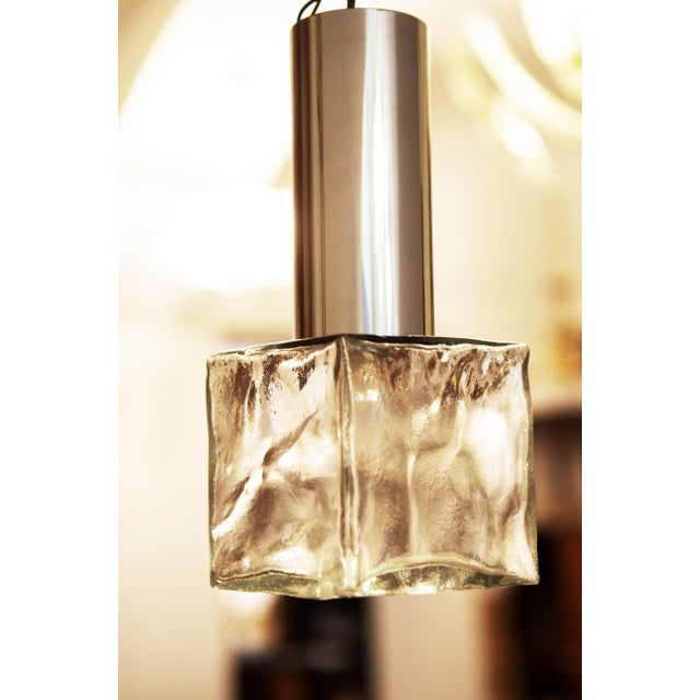 Vintage Glass and Steel Pendant Lamp by J.T. Kalmar For Sale - Image 11 of 11