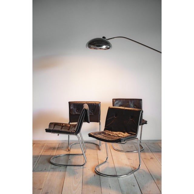 Vintage Cantilever Chairs with Tubular Chromed Steel Frame, 1970, Set of 4 For Sale - Image 9 of 9