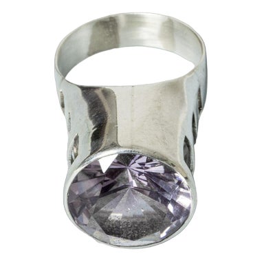 Silver and Amethyst Ring by Rolf Kaplan, 1958 For Sale