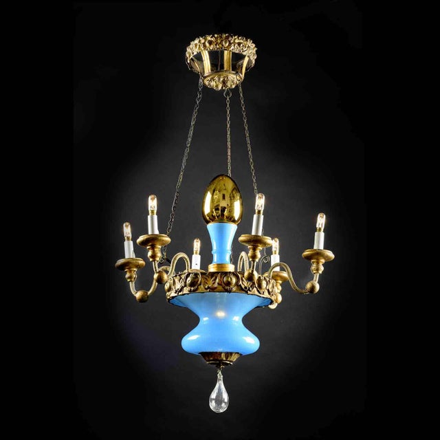 Turquoise and Gilt Chandelier from Lucca, 19th Century For Sale - Image 9 of 11