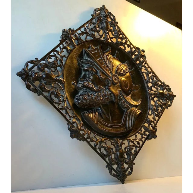 Vintage Italian Bronze Wall Sculpture of Roman Warrior, 1970s For Sale - Image 3 of 8