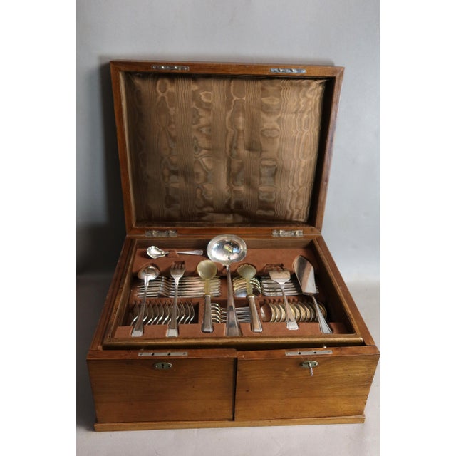 Metal Silver-Plated Metal Cutlery Set in Box, 1930s, Set of 116 For Sale - Image 7 of 12