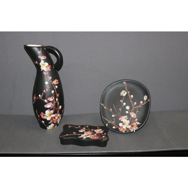 Apple Tree Flowers Ceramics by Giraud in Vallauris for Louis Giraud, Set of 3 For Sale - Image 3 of 10