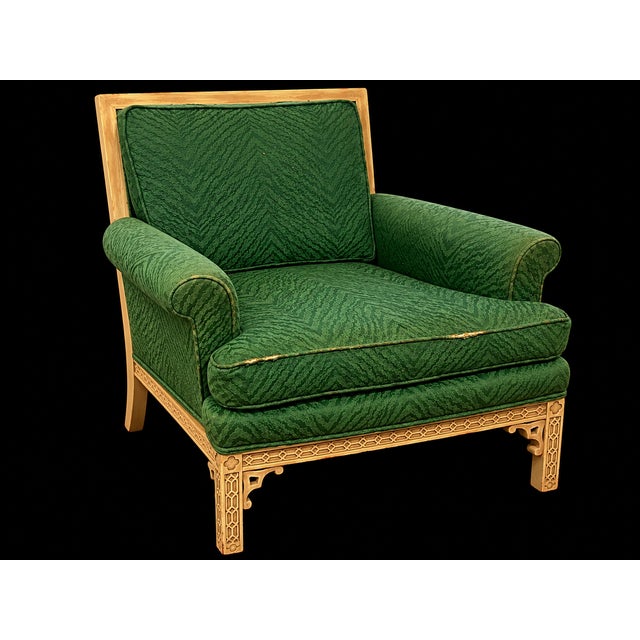Erwin-Lambeth Vintage Erwin-Lambeth Asian Chinoiserie Fretwork Lounge Chairs C. 1960’s - A Pair For Sale - Image 4 of 14