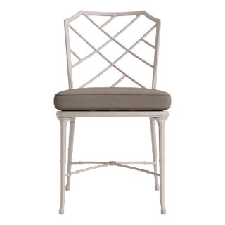 Brown Jordan Calcutta Side Chair, Dove frame with Fusion Taupe fabric For Sale