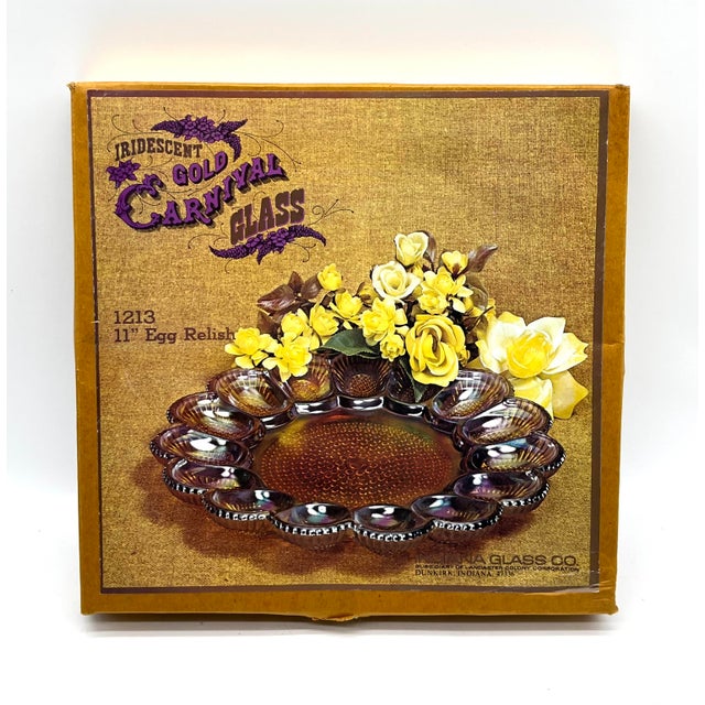 Vintage Iridescent Serving Plate from Indiana Glass & Co., 1970s For Sale - Image 16 of 17