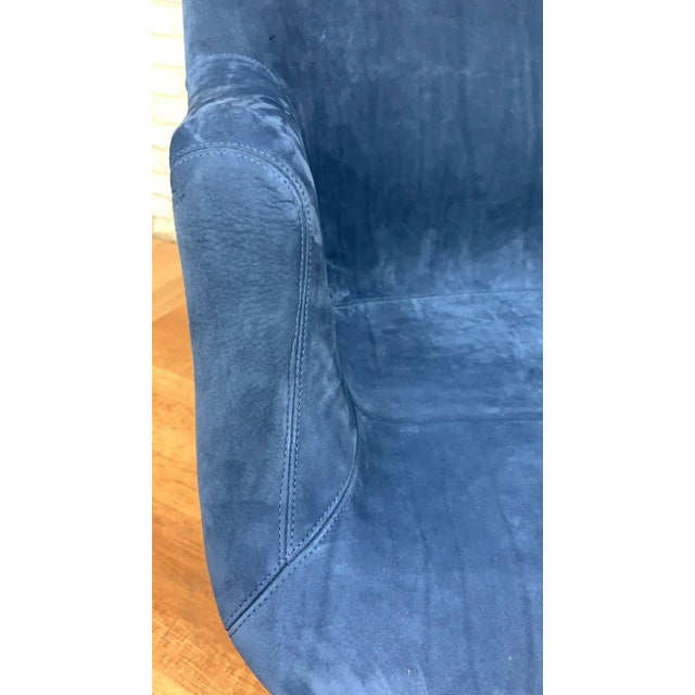 Blue Mid Century Modern "Junior" Swivel Chairs by Yrjö Kukkapuro for Haimi Newly Reupholstered Blue Suede - Set of 3 For Sale - Image 8 of 13