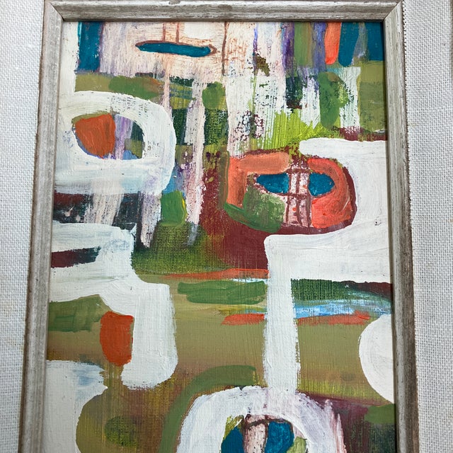Contemporary original abstract painting by Stephen Heigh. Signed and framed. Measures 5x7 or 7.75x9.75 framed. Check out...