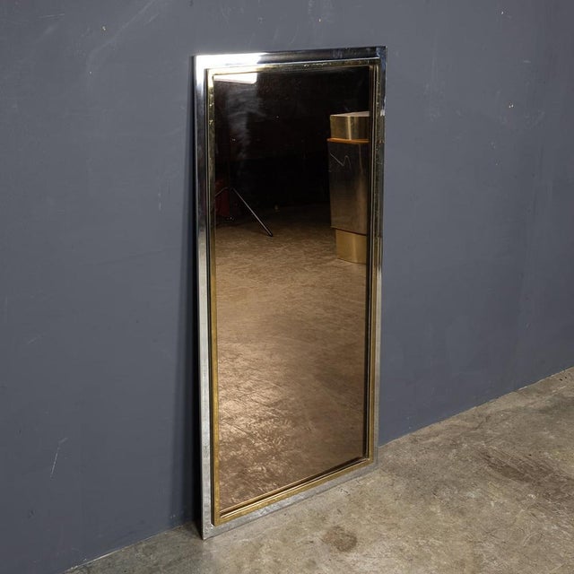 Metal and Brass Framed Mirror with Smoked Glass from Belgo Chrome, 1970s For Sale - Image 12 of 13