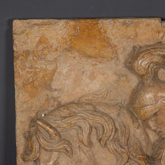 Stone 19th Century Italian Marble Plaque of George Slaying the Dragon, 1870 For Sale - Image 7 of 18