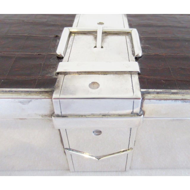 Silver Vintage C.1940's Cartier Sterling Silver & Leather "Buckled Belt," Motif Lidded Keepsake Box For Sale - Image 8 of 12