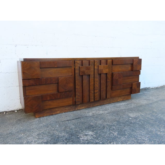 Lane Brutalist Mid Century Modern Long Dresser Tv Cabinet 6304 For Sale - Image 13 of 17