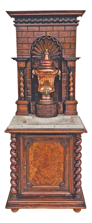 18th Century Fountain and Walnut Cabinet