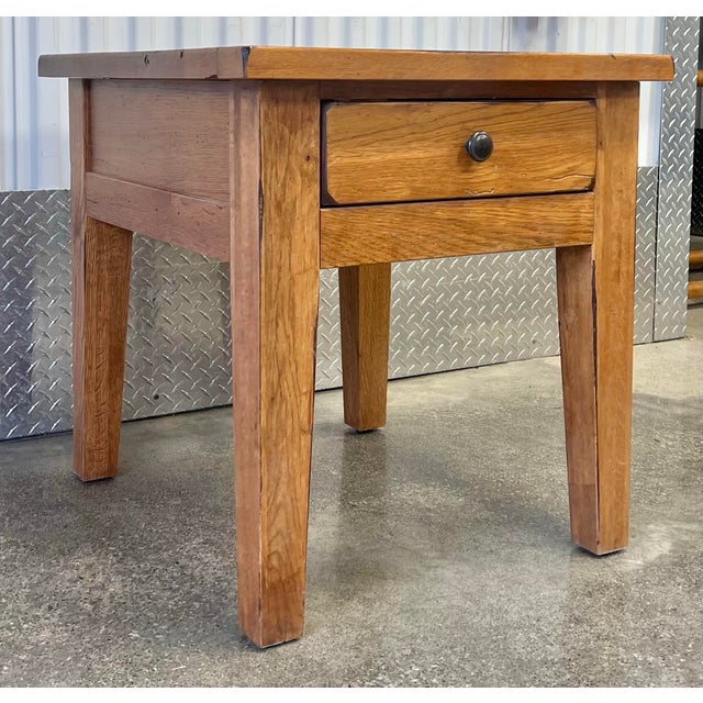 Farmhouse Broyhill Attic Heirlooms Farmhouse Oak Side Table For Sale - Image 3 of 9