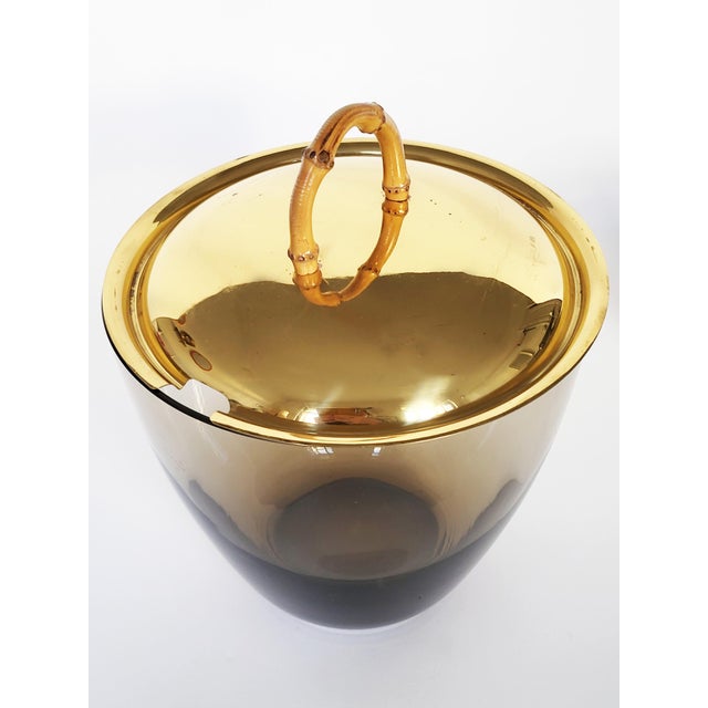 Mid-Century Modern Bamboo-Handled Punch Bowl Set, 1950s, Set of 6 For Sale - Image 4 of 14