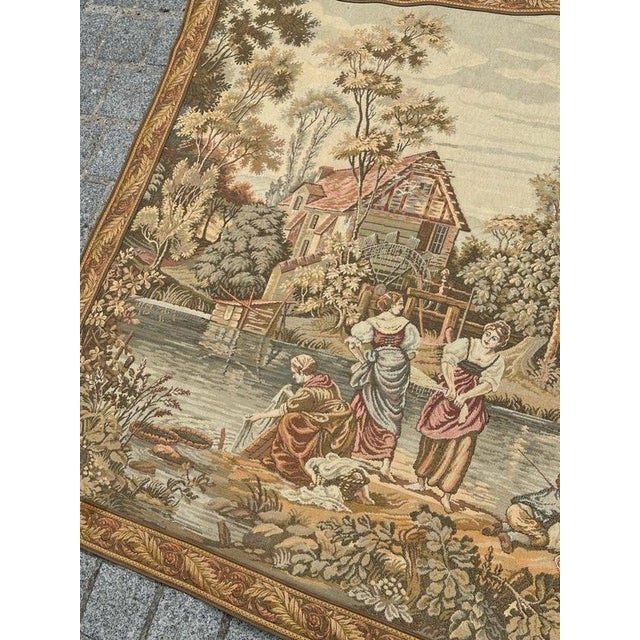 Vintage French Aubusson Style Jacquard Tapestry, 1970s For Sale - Image 11 of 18