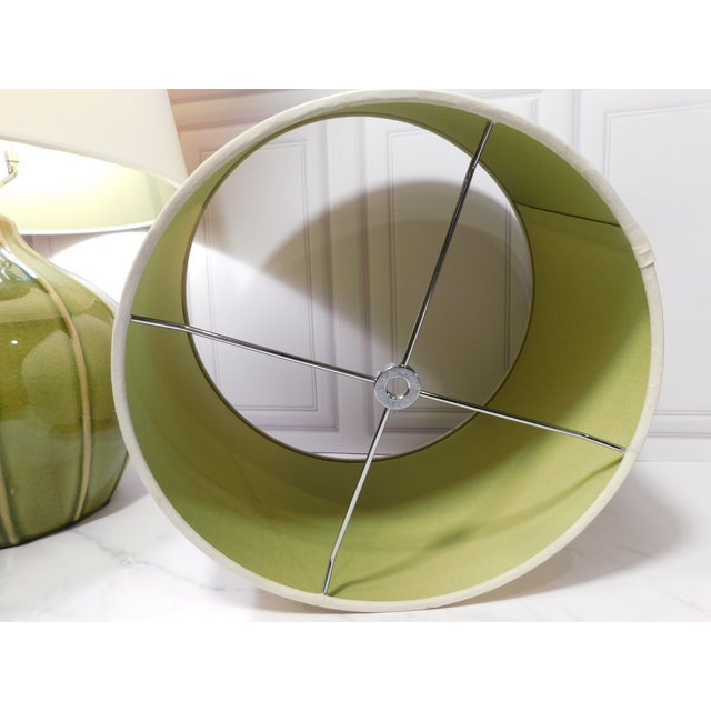 Vintage Tanner Kenzie Avocado Green Ceramic Gourd Lamps - Pair For Sale - Image 11 of 17