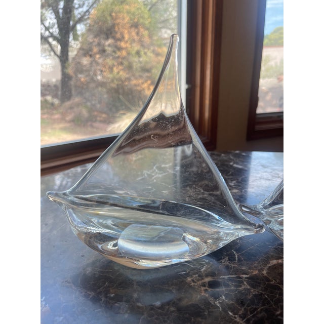 Clear Glass Art Sailboats For Sale - Image 4 of 4