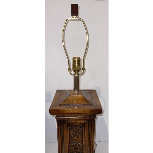Traditional Pride Sasser Co. Traditional Carved Wood Table Lamps Pair For Sale - Image 3 of 5