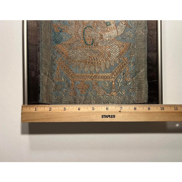 Vintage Ganesha Hindu Silk Tapestry – Framed Under Glass – 10” X 12” For Sale In Los Angeles - Image 6 of 7
