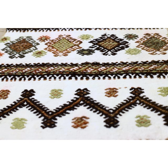 1950s 1950s Cabin Style Turkish Hand Knotted Striped Kilim Rug For Sale - Image 5 of 10