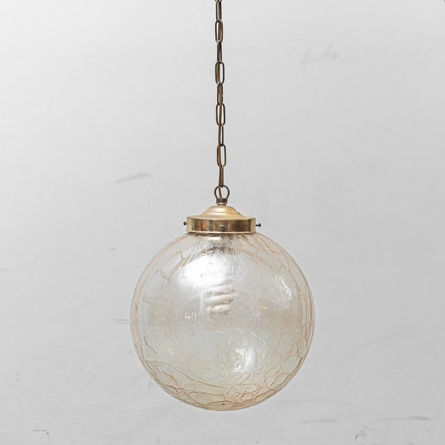 Pendant Lamp in Gilded Metal and Glass, 1960s For Sale - Image 4 of 9
