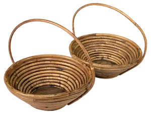 Mid-Century Bamboo and Rattan Bowls, 1970s, Set of 2