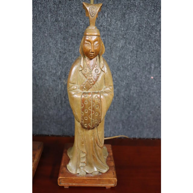 Chinese Chinese Pine & Mahogany Carved Lamps For Sale - Image 3 of 8