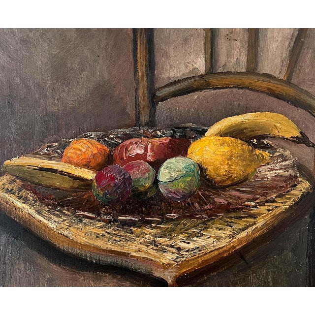 1930s Parisian Impressionist Still Life of Fruit on Chair For Sale - Image 4 of 9