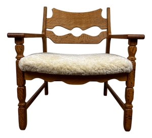 Danish Brutalist Razorblade Oak Armchair by Henning Kjærnulf for EG Møbler, 1960s