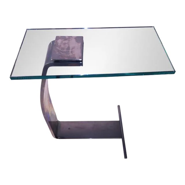 Modernist Chrome and Glass Table For Sale