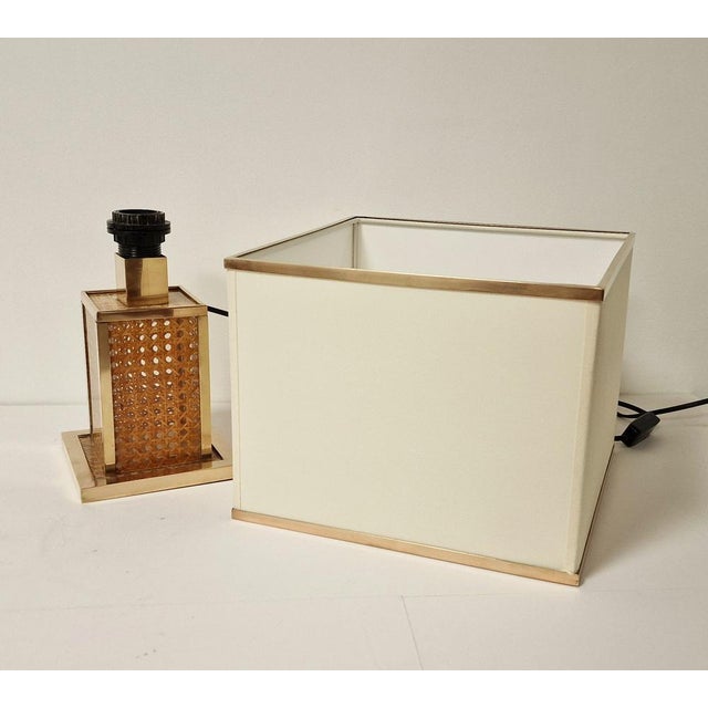 Italian Acrylic Glass, Wicker and Brass Table Lamp from Christian Dior, 1970s For Sale - Image 6 of 11