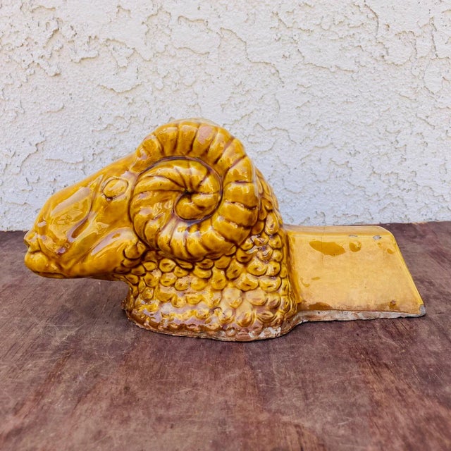 French Mid Century French Ceramic Ram's Head Bust by Terres De Provence For Sale - Image 3 of 12