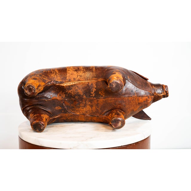 1970s Vintage Dimitri Omersa Leather Pig Footstool For Sale - Image 15 of 17