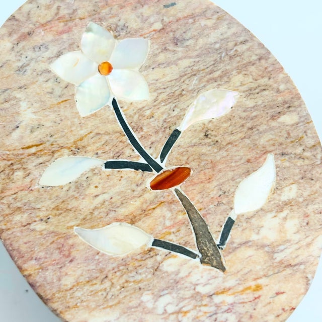Vintage Floral Inlay Stone Box For Sale - Image 4 of 7