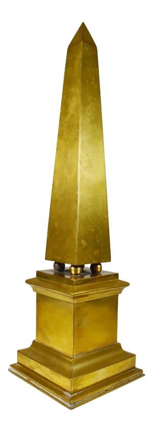 Vintage Hollywood Regency Modern Tall Brass Obelisk
