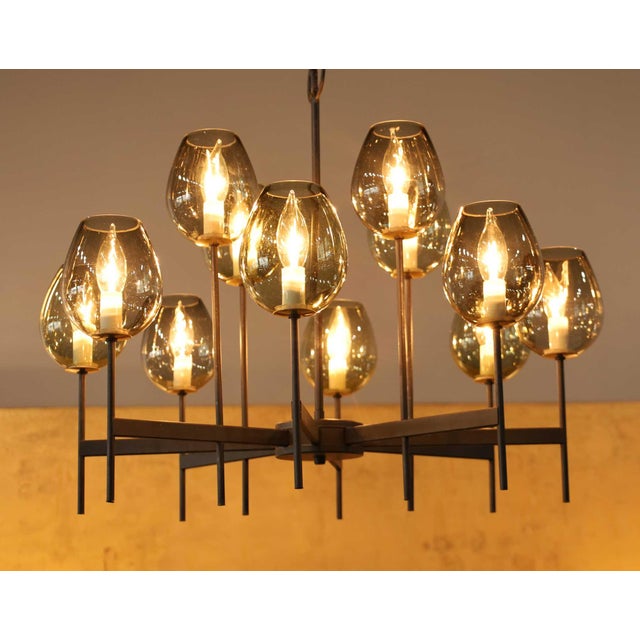 Black Lightolier Chandelier With Eight Arms and 16 Glass Bulbs For Sale - Image 8 of 11