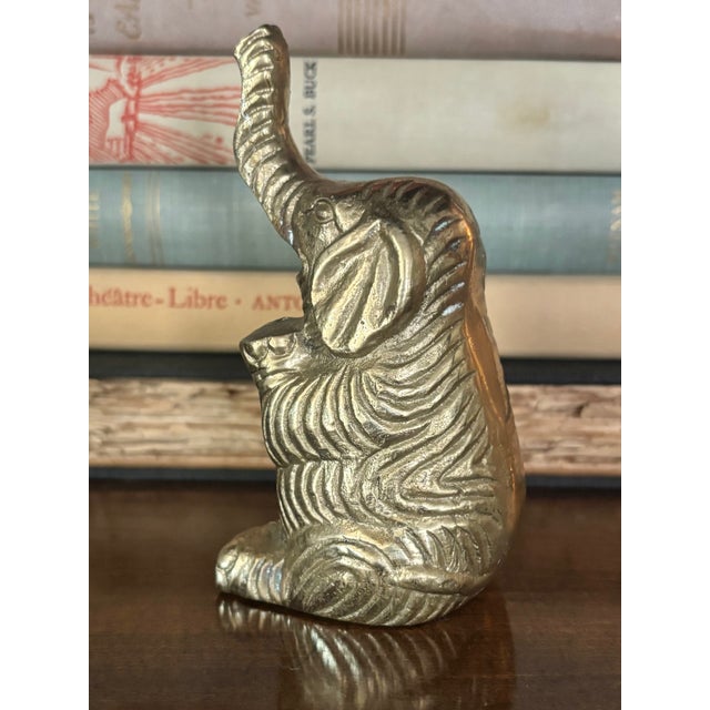 Vintage Brass Elephant Figurine For Sale - Image 9 of 10