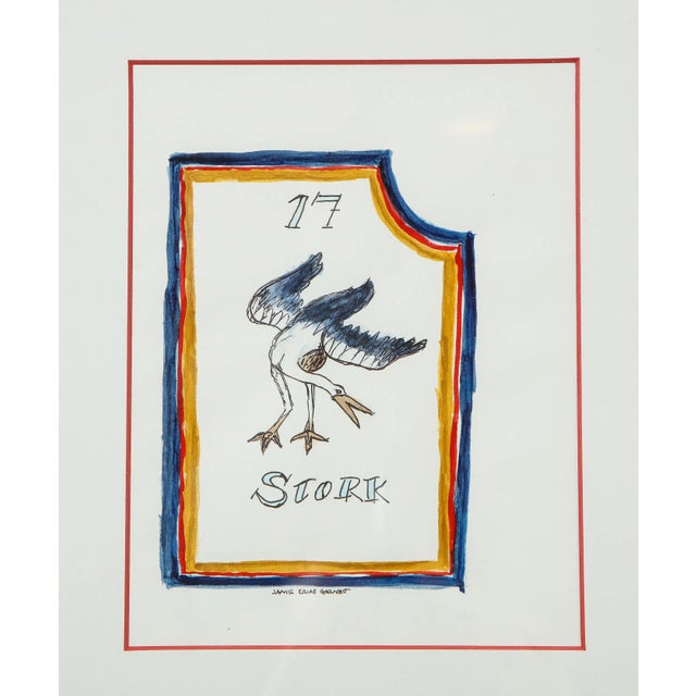 "The Lenormand Stork" Original Tarot Card Watercolor by Janie Kruse