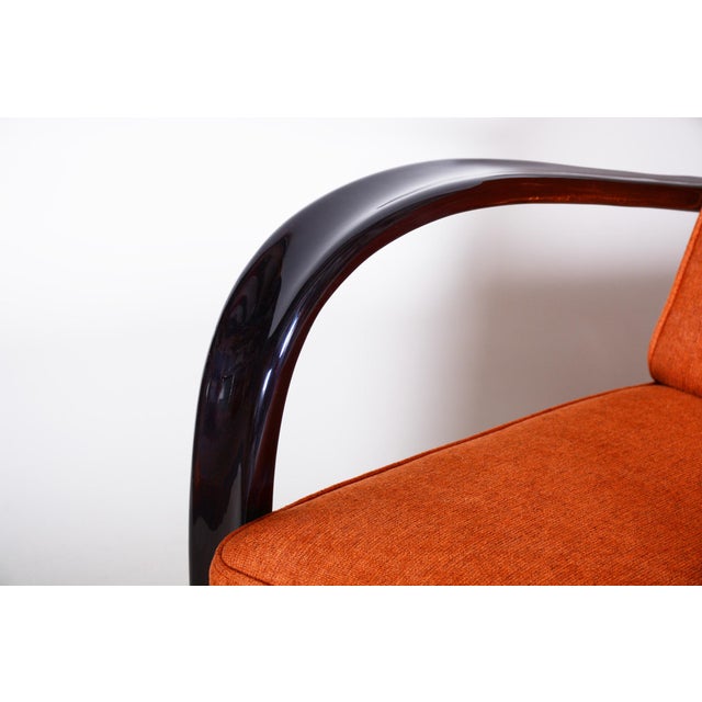 Black Czech Art Deco Beech Armchair attributed to J. Halabala for Up Zavody, 1930s For Sale - Image 8 of 9