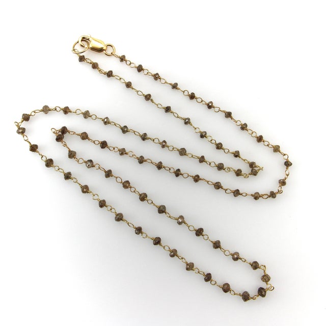 Modern 1990s 18k Gold Hand Wired Salt and Pepper Diamond Faceted Bead Necklace For Sale - Image 3 of 9