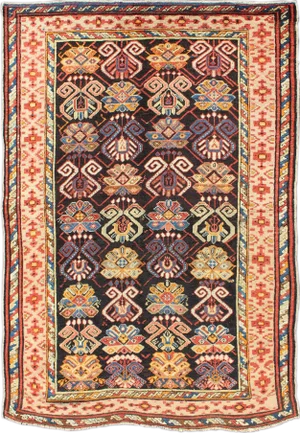 Colorful Antique Caucasian Rug With All-Over Design