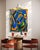 This abstract painting uses bold shapes and strong color contrasts to create a sense of movement across the canvas. Areas...