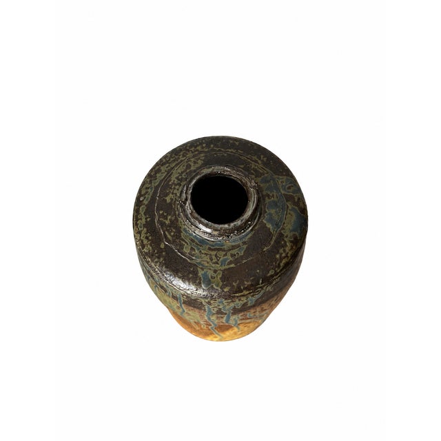 Textured Ochre and Blue-Green Decorative Vessel — $1,920 For Sale - Image 4 of 9