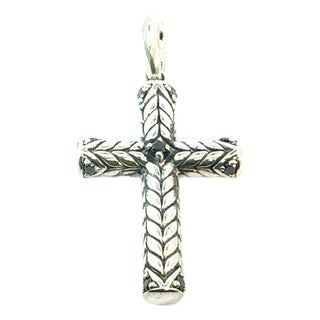 1990s David Yurman Black Diamond Cross Pendant Sterling Silver Estate For Sale