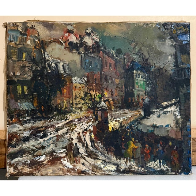 Hand signed upper right Oil painting on canvas, Unframed "Street Scene" by Olivier B. Foss is an iconic artwork...